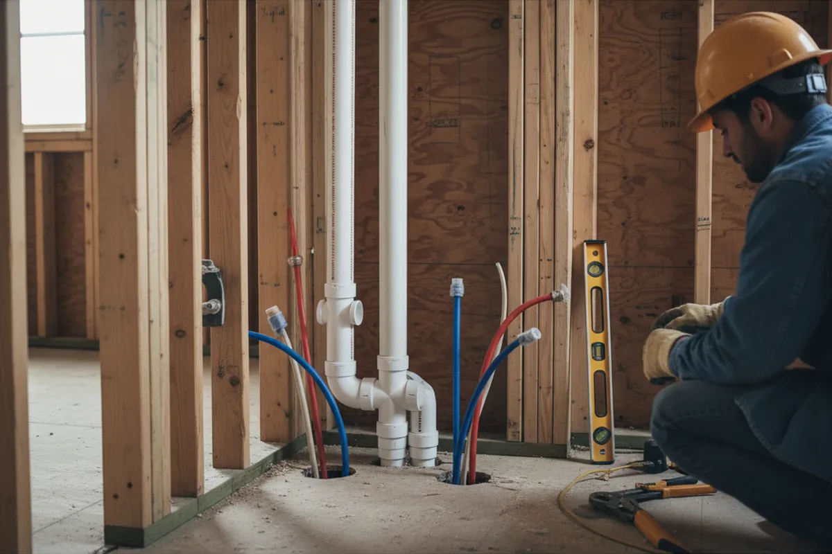 Drain and supply rough-in during Sump Pump Repair in Berryville
