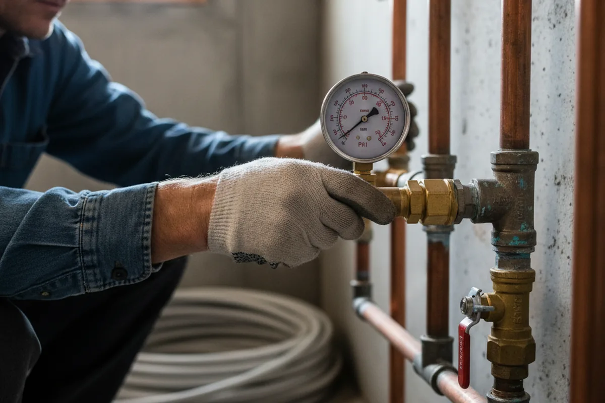 Pressure testing a repaired line during Water Line Repair in Berryville